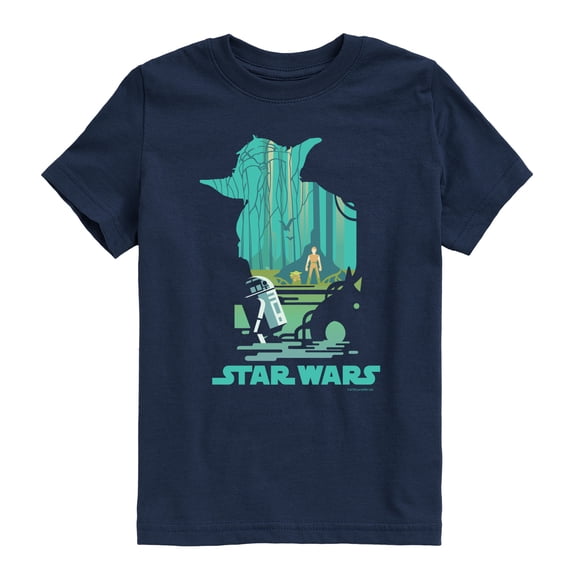 Star Wars - Yoda Silhouette Scene - Youth Boys Short Sleeve Graphic T-Shirt