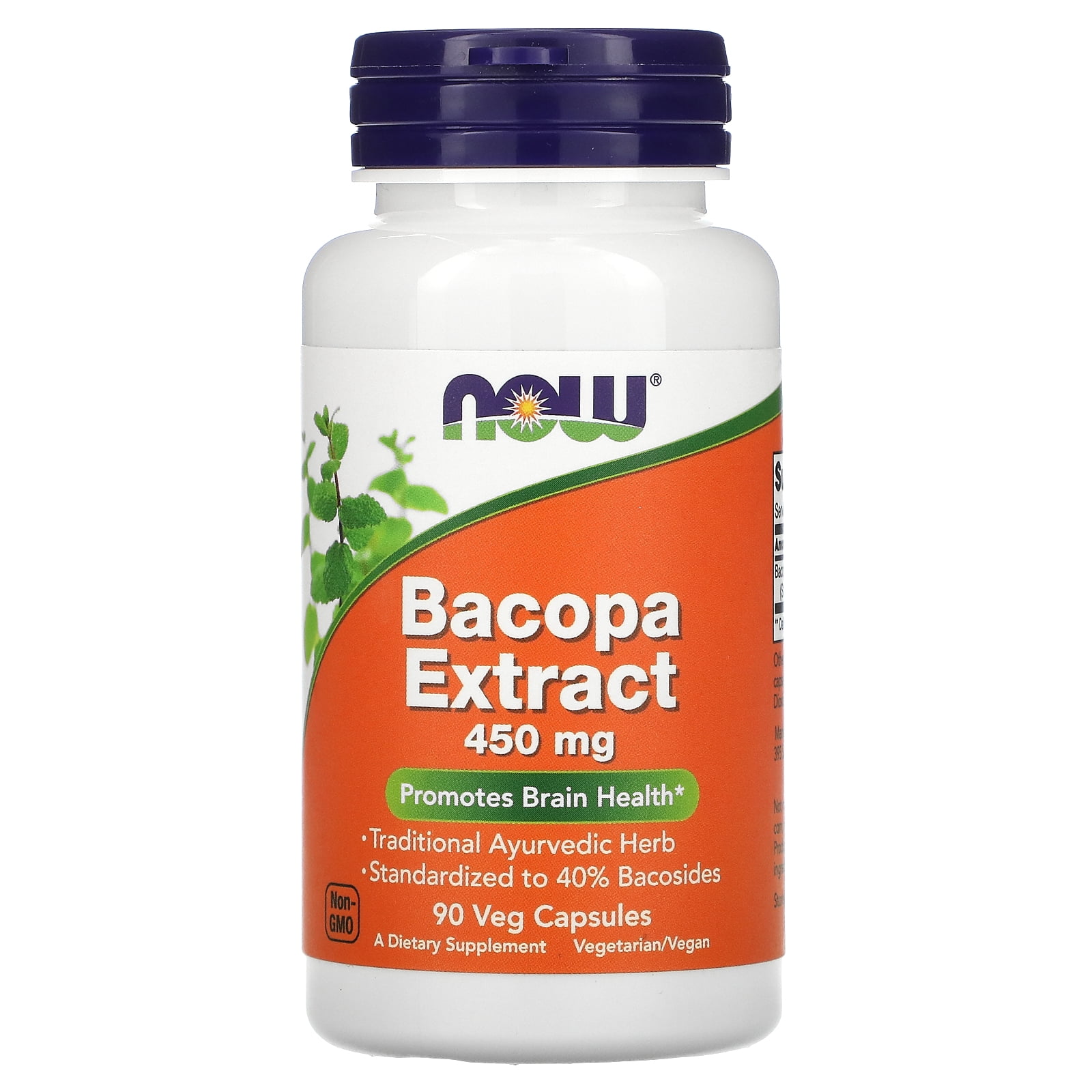 NOW Foods Bacopa Extract, 450 mg, 90 Veg Capsules