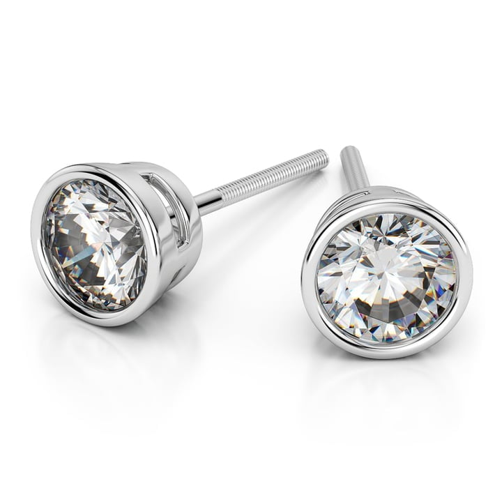 Boucles D'oreilles Clous En Or Blanc 18 Carats Avec 2 Diamants Ronds 1,50 Ct Total (H/VS2) - Certifiées IGI