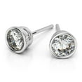 thumbnail image 1 of 1.00 Carat Round Cut Genuine Moissanite Bezel Stud Earrings for women Solid 950 Platinum Push Back Studs Earring, 1 of 5