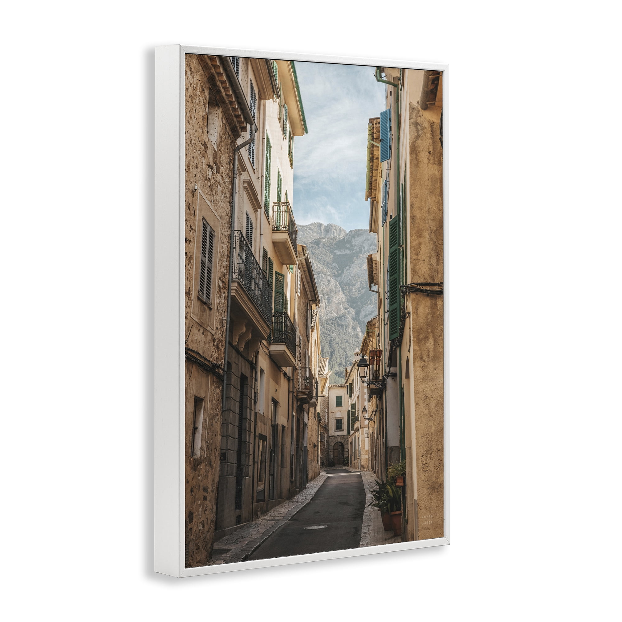 Stupell Industries Spanish Town Street Town & City Photography White Framed Art Print Wall Art, 20 x 30