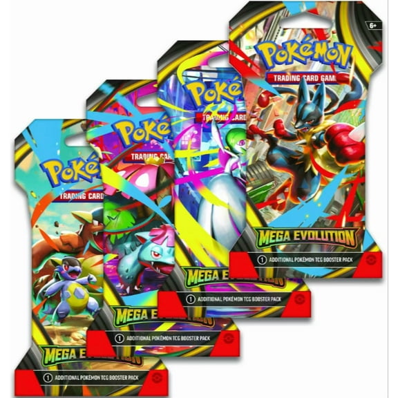 Pokemon TCG: Mega Evolution - Sleeved Booster Pack Lot - 4 Packs!
