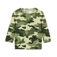 thumbnail image 4 of Boys Girls Camouflage Print Quarter Sleeve Round Neck Top Stretch Casual Pullover Tee for Outdoor Kids Camo Top, 4 of 6