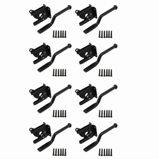 8X Cerradura de Puerta Con Cerradura Automática Palanca de Gravedad Automática Cerradura de Puerta para Cerco de Madera Cierres de Puerta Acero Negro