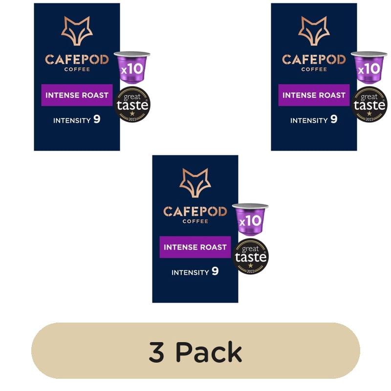 CafePod Intense Roast Nespresso Compatible Aluminium Coffee Pods, 10 pods per pack, British Import (Pack of 3)