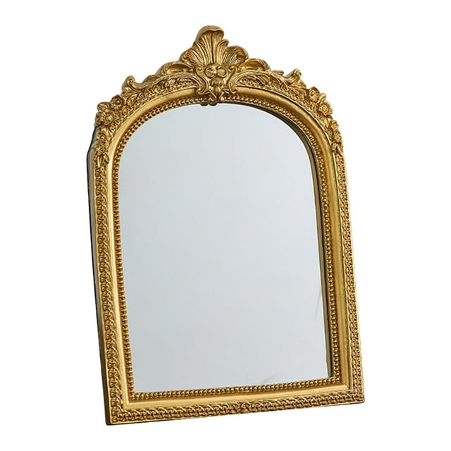 Espejo de tocador vintage de mesa, espejo de maquillaje decorativo con de resina arqueado, ideal para inauguración de casa, bodas o como tocador 28 cm x 2 cm x 245 cm
