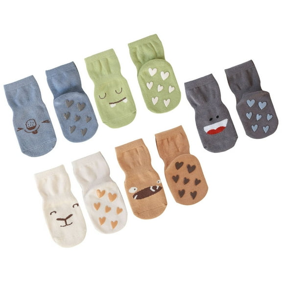 OULII Baby Anti Skid Socks Nonslip Floor Socks Combed Cotton Temperature Insulating for Baby Boys and Girls 5 Pairs