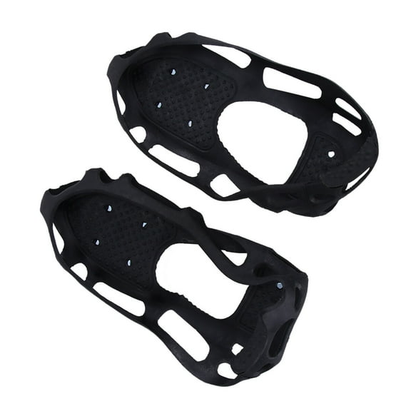 WHAMVOX Black AntiSlip Shoe Covers with 10 Durable Spikes for Hiking and Snowfield Use Fits Most Shoes Size S