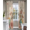 thumbnail image 4 of Easter Bunny Sheer Curtains 63 Inch Length 2 Panels Set for Living Room/Bedroom, Eggs Vintage Pink Daisy Spring Floral Butterfly Kitchen Curtains Grommet Curtains Window Treatments 42"x63"x2, 4 of 7