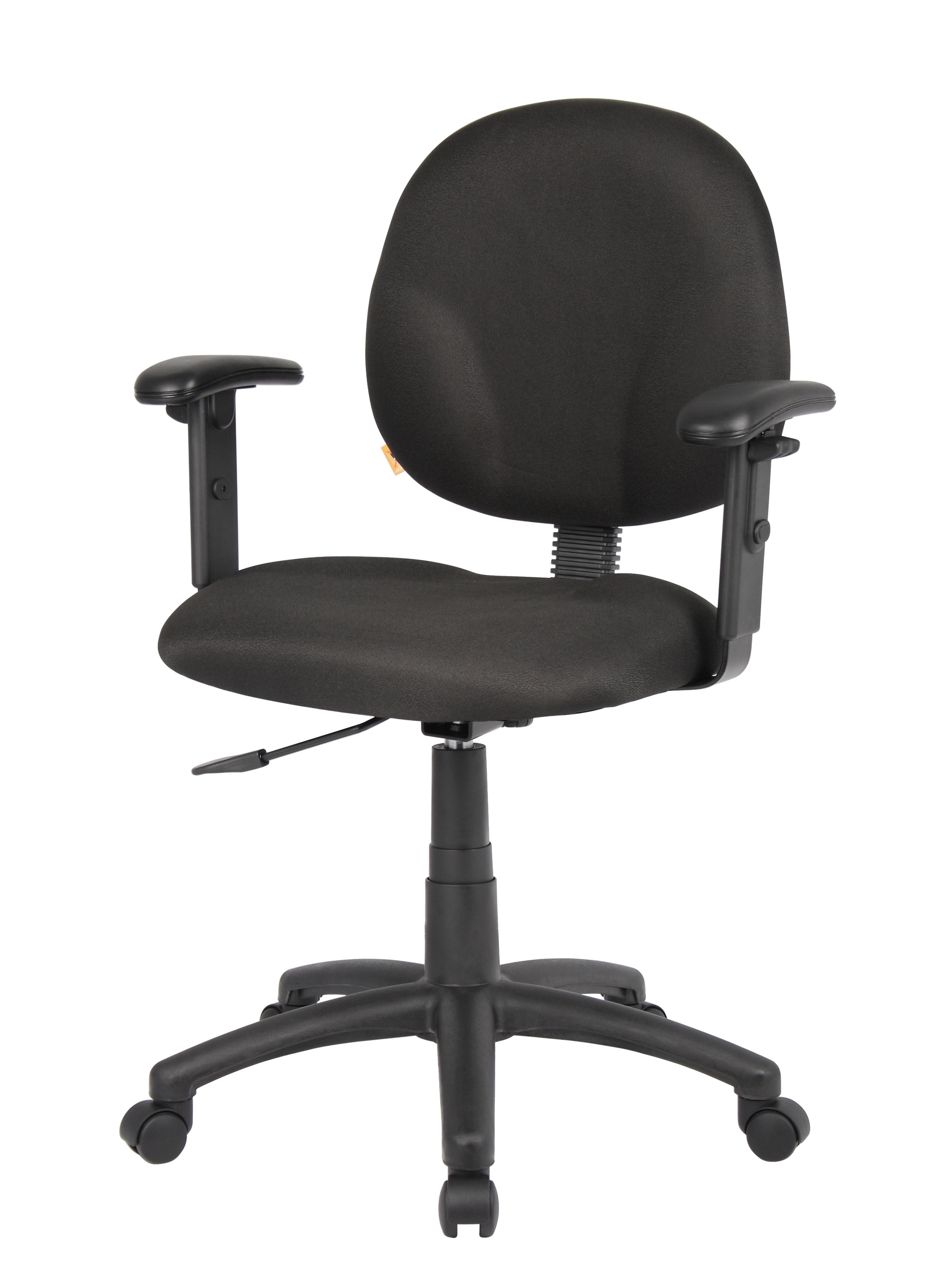 Boss Office Products Fabric Upholstered Wide Seat Office Swivel Chair with Arms in Black