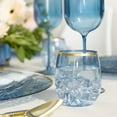 thumbnail image 2 of EcoQuality 12 oz Blue Plastic Stemless Wine Glasses with Gold Rim, Disposable Unbreakable Shatterproof Elegant and Reusable Wine Tumbler for Partys, Weddings, Ideal for Indoor or Outdoor Events (12), 2 of 2