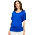thumbnail image 4 of Made by Johnny V Neck Short Sleeve Dolman Top with Side Shirring XS ROYAL_BRITE, 4 of 6
