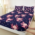 thumbnail image 3 of Feelyou Girly Pink Axolotl Queen Sheet Sets for Kids, Funny Cartoon Sealife Flat Sheet, Dreamy Constellation Queen Fitted Sheet, Microfiber Bedroom Decor, 4pcs, 3 of 7