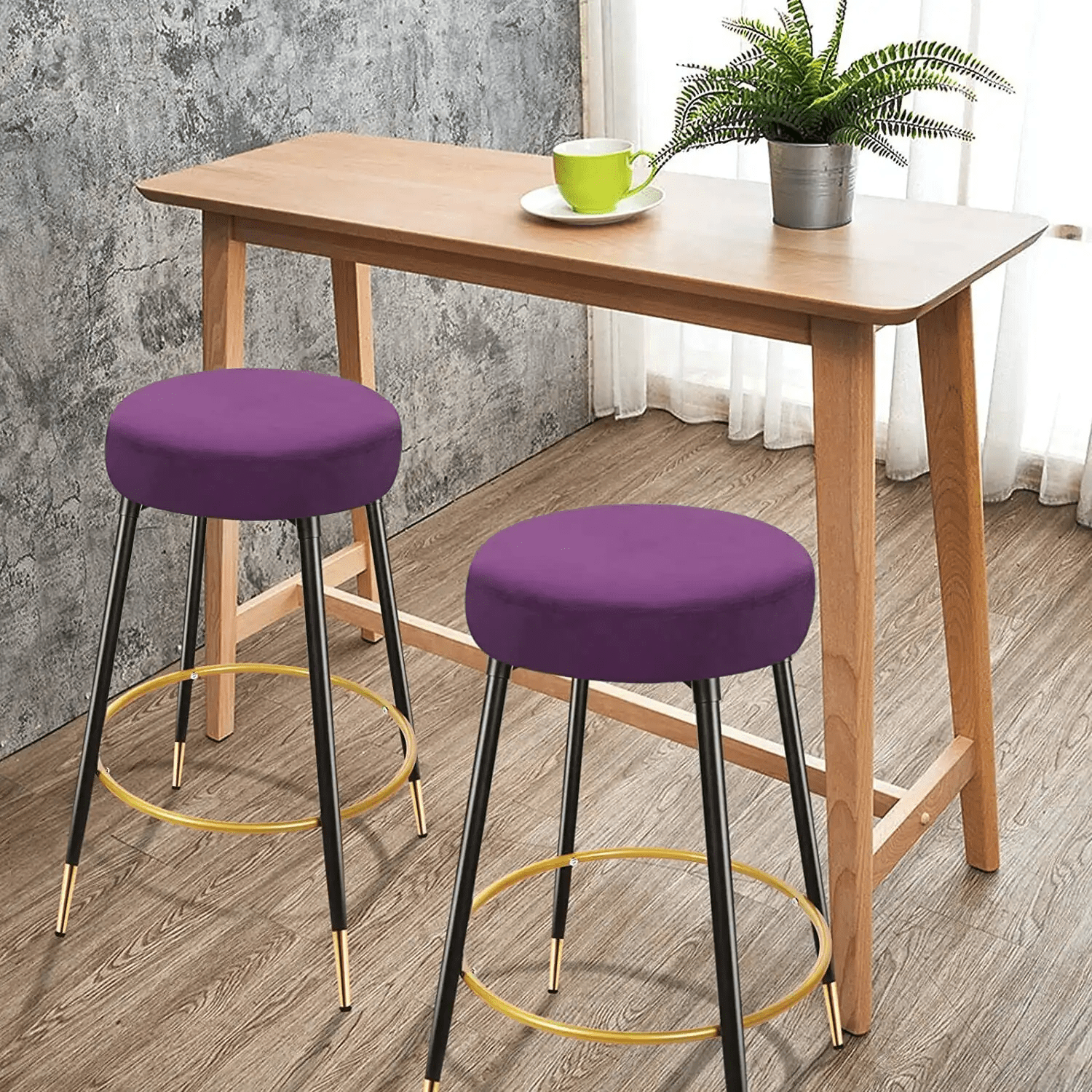 Magshion Velvet Bar Stools Dining Chairs Footrest with Upholstered