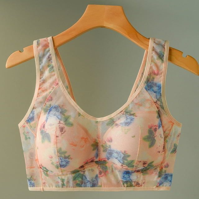 WILLBEST Brasier Mujer Sujetador De Malla Fina Con Aros Y Estampado Para Mujer, Estilo Chaleco, Desabotonado, Cómodo Y Con Una Hermosa Espalda.