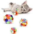 thumbnail image 1 of Pelotas de juguete para gatos con cascabel (3 tamaños/paquete), pelotas suaves y coloridas con cascabel incorporado, juguetes interactivos para masticar para gatos y gatitos de interior., 1 of 5