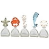 5 Piece Set Glass Jars with Coastal Lids Cast Metal Crab Mermaid Sea Icons
