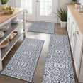 thumbnail image 2 of Blue Traditional Floral and Vine Pattern Kitchen Rugs Sets Of 3,Kitchen Runner Rugs Non Skid Washable,Decorative Kitchen Floor Mats for Kitchen,Sink,Laundry,17"x30"+ 17"x47" + 17"x59", 2 of 6