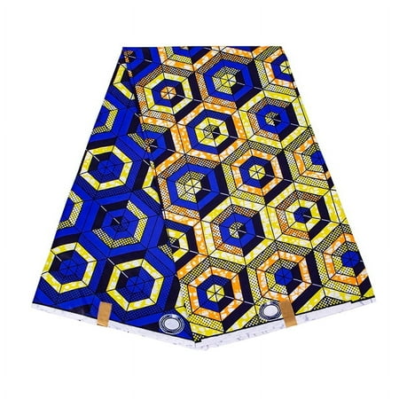 BintaRealWax 6 Yards African Fabric Geometric Pattern Ankara Polyester Farbic For Sewing Wax Print Fabric by the Yard Designer FP6258