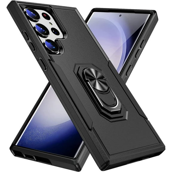 For Samsung Galaxy S23 Ultra Case, [360° Rotatable Kickstand] [Military Drop Protection] Shockproof Protective Anti-Scratch Phone Cover for S23 Ultra 6.8 inch (Black)