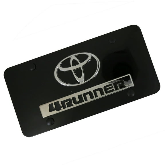 Toyota 4Runner Dual Logo License Plate (Chrome on Black)