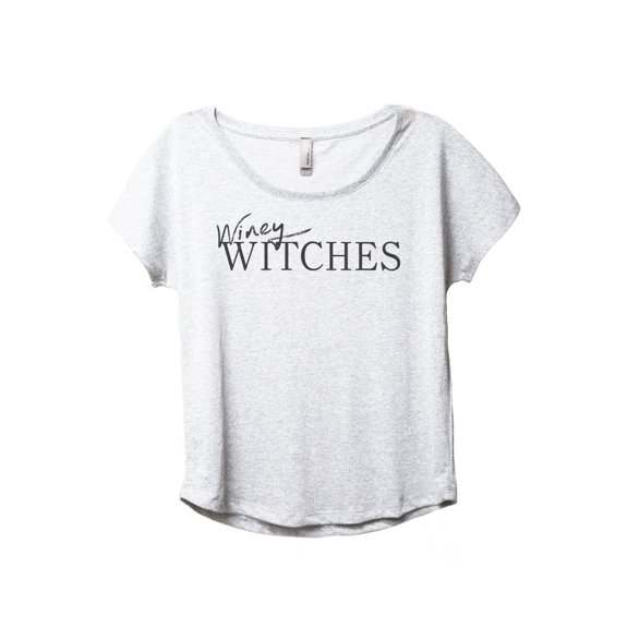 Winey Witches Women's Fashion Slouchy Dolman T-Shirt Tee Heather White Small
