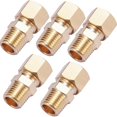 thumbnail image 1 of ZKZX Conector de tubo de compresión de latón, adaptador de acoplamiento recto, tubo de 3/8 pulgadas OD x conector macho NPT de 1/4 pulgadas, 5 piezas (compresión de 3/8 pulgadas OD x 1/4 pulgadas NPT, 1 of 5