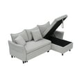 thumbnail image 6 of 80-inch Convertible Sofa Bed, Corduroy L-shaped Couch with Storage Seat & 2 Pillows, Modern Soft Lazy Chair with Pull-Out Ottoman for Living Room Office Apartment, Gray, 6 of 7