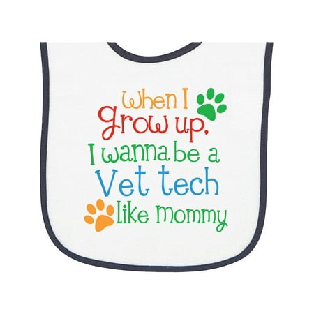 Inktastic Vet Tech Veterinary Technician Like Mommy Baby Terry Cloth Bib