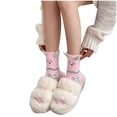 thumbnail image 6 of Xfvqtps Fuzzy Socks for Women Fluffy Slipper Socks Cute Embroidery Winter Warm Soft Sleep Socks, 6 of 7