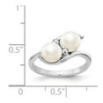 thumbnail image 2 of Solid 14k White Gold 6mm Black Freshwater Cultured Pearl VS Diamond Ring Band Size 5.5 (.024 cttw.), 2 of 3