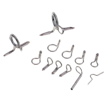 12Pcs Fly Rod Guide Set Rod Building Repair Hard Guides Tip Hooks