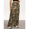 thumbnail image 4 of Women's Camo Cargo Baggy PantsStreetwear Drawstring Wide Leg Trousers Flare Sweatpants, 4 of 14