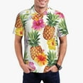 thumbnail image 3 of Balery Hawaiian Pineappl Printed Men’s Short Sleeve Polo Shirt, Midweight Men's Shirt,Golf Polo shirts -3X-Large, 3 of 9