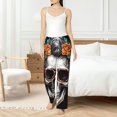 thumbnail image 4 of Salouo Flower Horn Skull A Print Women's Pajama Pants Casual Loose Sweatpants PJs Flowy Pants Drawstring Palazzo for Women Wide Leg Pants Lounge Pajama -Medium, 4 of 8