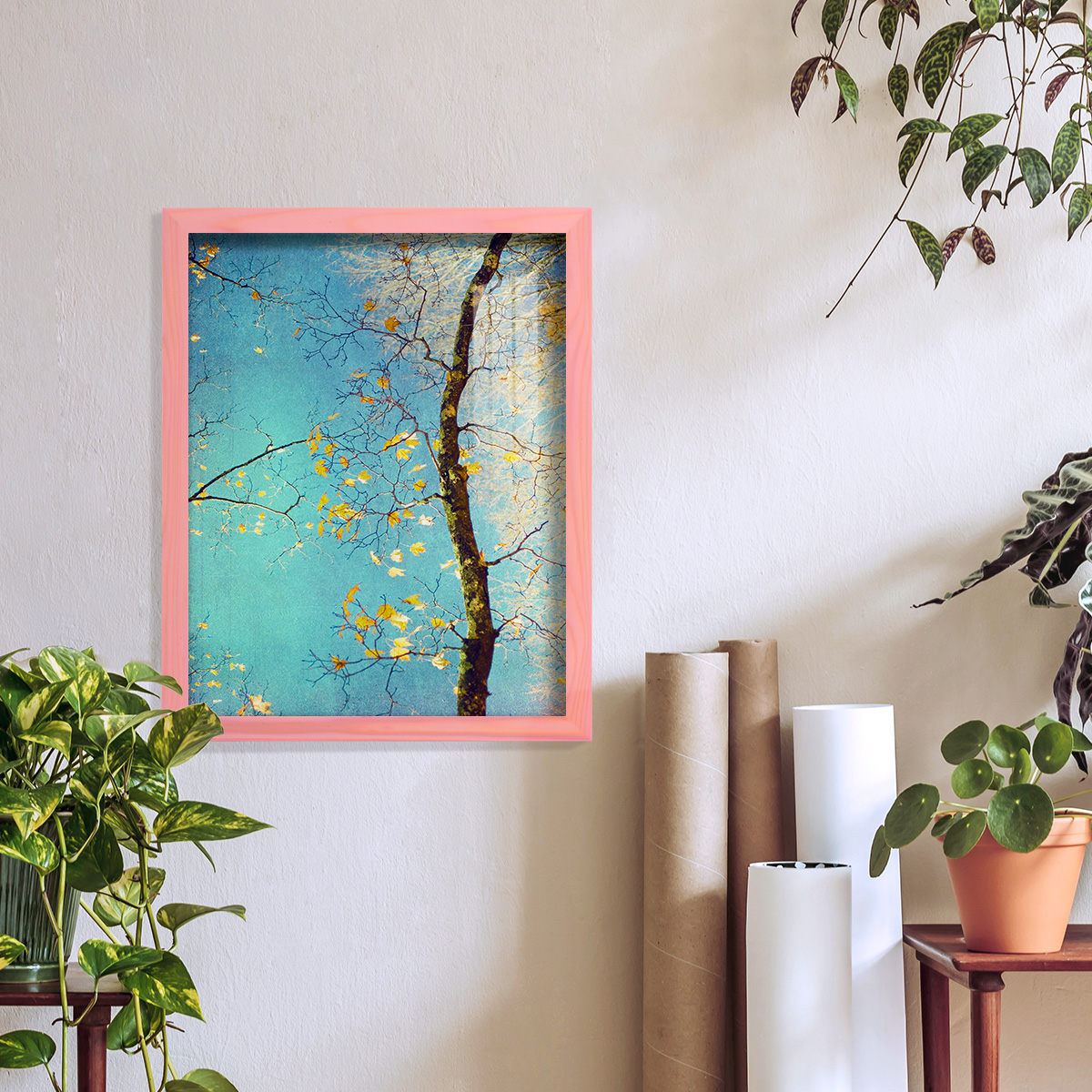 Autumn Tapestry III -Framed Print w/glass-Sunset Pink