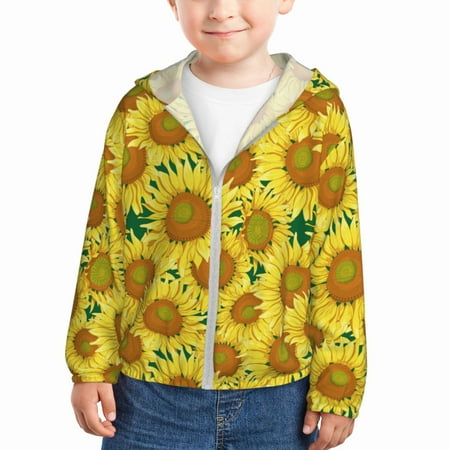 

Gaeub Floral Sunflowers Print Athletic Sun Protection Hoodie for Kids Long Sleeve Outdoor UV Shirt Running Fishing Top for Boys Girls-3 Years