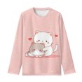 thumbnail image 6 of Jiueut Cartoon Cats Shirts for Girls 15-16 Years Kids Clothes Girls Crop Tops for Girls Long Sleeve Shirts Activewear Soft Little Girl Shirts Crewneck Girls' Basic Long-Sleeve T-Shirt, 6 of 7