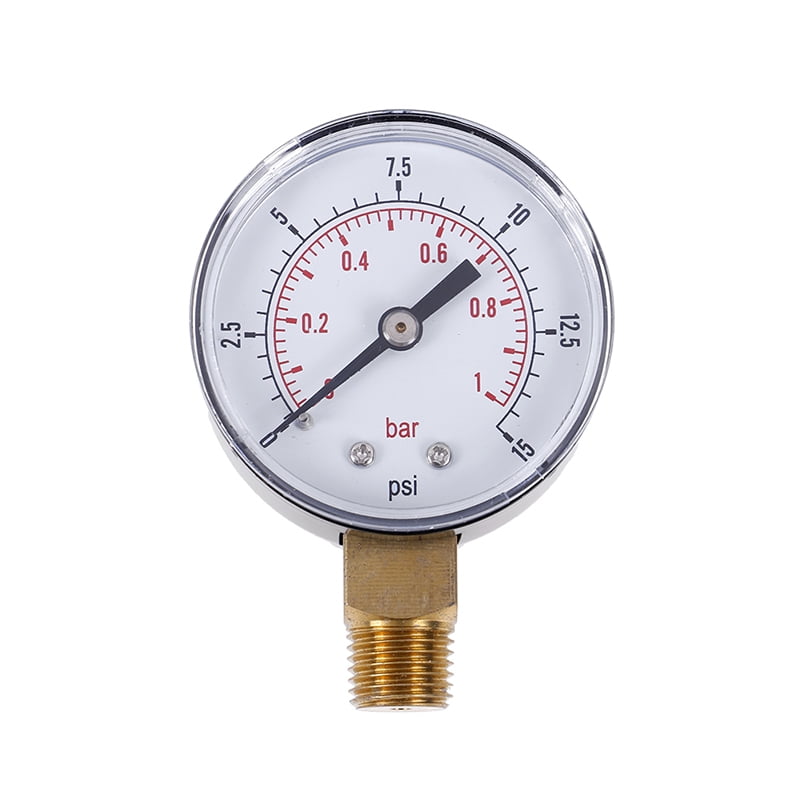 Low Pressure Gauge For Fuel Air Oil Gas Water 50mm 0-15 PSI 0-1 Bar 1/4 BSPT 