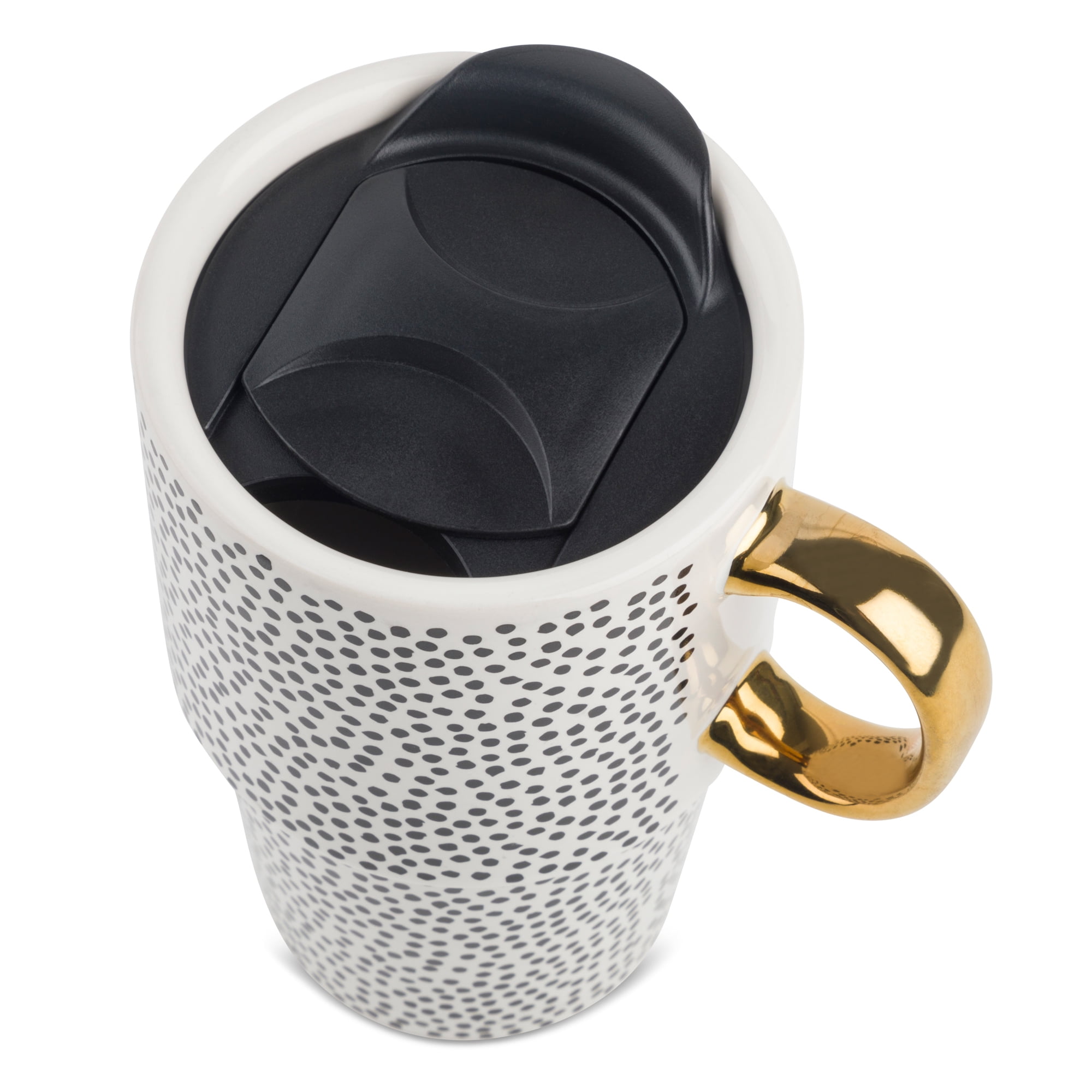 (4 pack) Thyme & Table Stoneware Dot 17oz Travel Mug