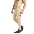thumbnail image 1 of Pantalones largos de moda para hombre, casuales, de color sólido, con bolsillos y cremallera, cintura elástica, de poliéster., 1 of 8