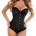 thumbnail image 7 of SPRING PARK Women Boned Waist Training Corset Overbust Lace Up Bustier Top Shaper, 7 of 7