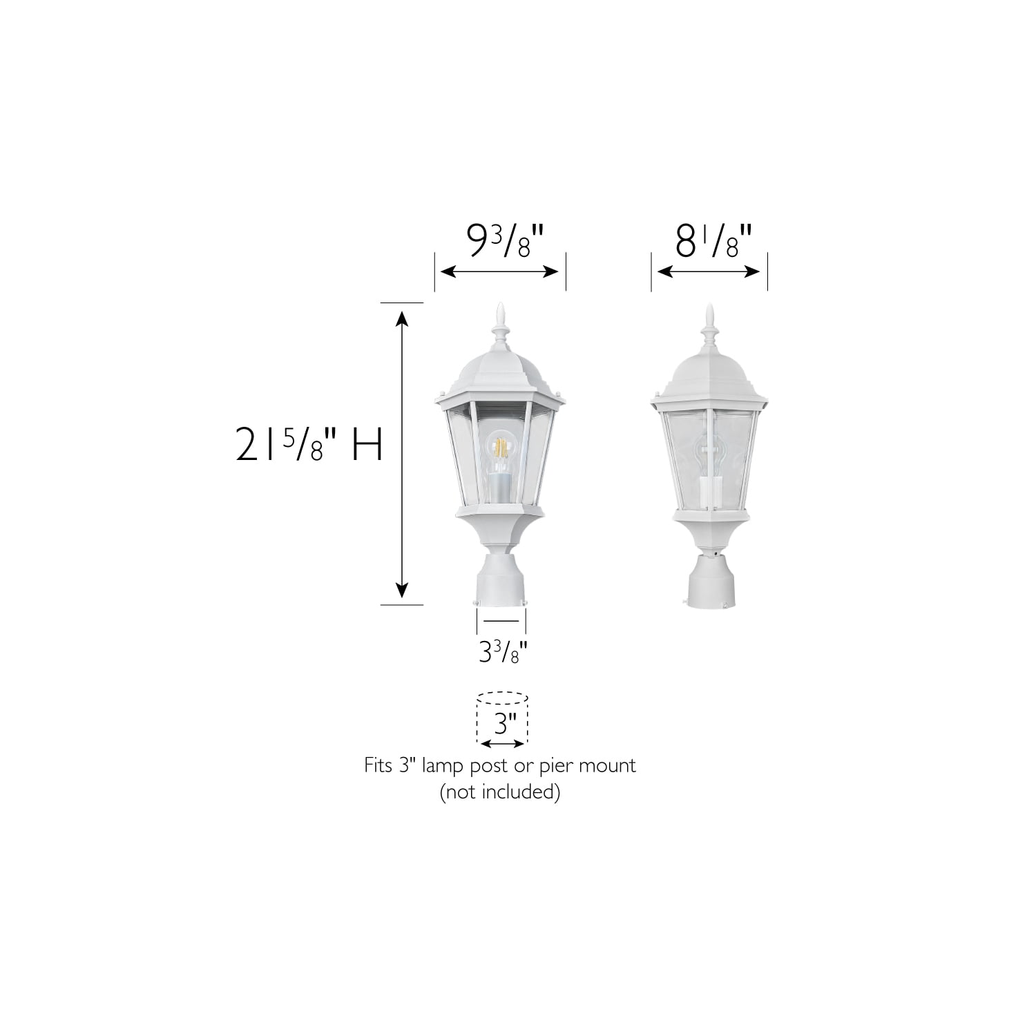 Design House 590091 Traditional Oak Creek Outdoor Post Top Light with Clear Glass for Driveways and Porches, Textured White