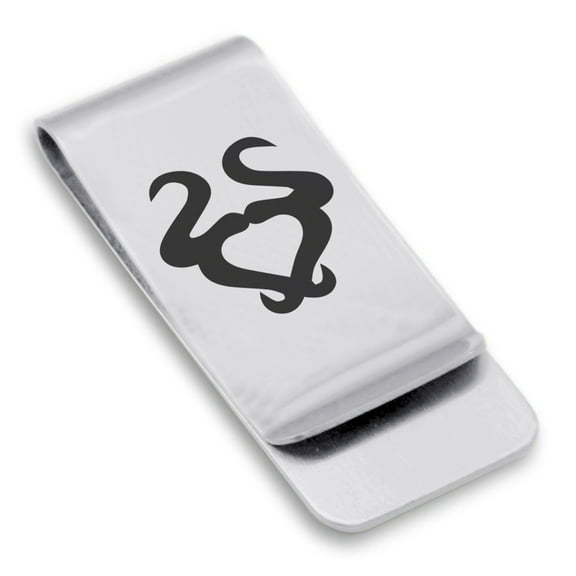Stainless Steel Taurus Zodiac Sign (Bull) Classic Slim Money Clip Credit Card Holder
