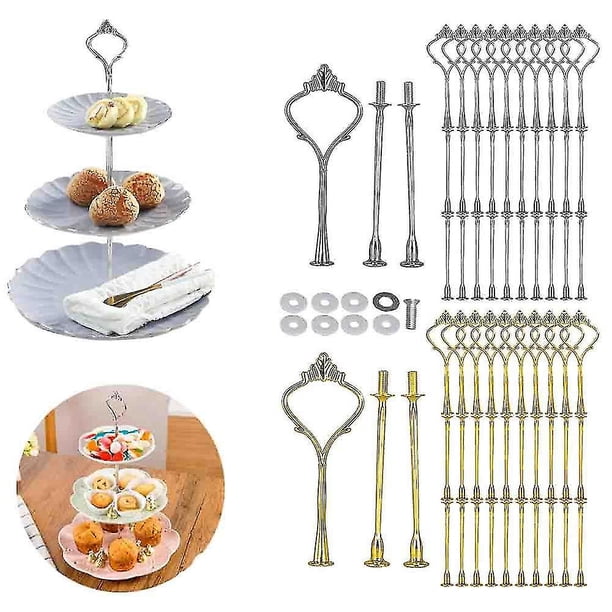 Juego de 10 accesorios para soportes de tartas, bandeja escalonada para soportes de tartas de 3 niveles, herrajes