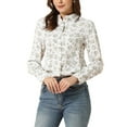 thumbnail image 1 of INSPIRE CHIC Women's Button Down Shirt Ditsy Floral Long Sleeve Point Collar Office Top L White1, 1 of 6