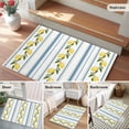 thumbnail image 5 of 2x3 Ft Entryway Area Rug, Lemon Striped Kitchen Rug Runner Washable Floor Mat, Yellow Fruit Blue White Geometric Non Slip Indoor Door Mat Throw Carpet for Bathroom Living Room Bedroom, 5 of 8
