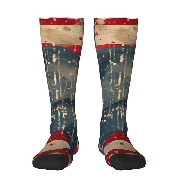 Balery Vintage American Flag Elephant Calcetines novedosos Calcetines deportivos Calcetines hasta la rodilla Calcetines de algodón Calcetines originales y geniales