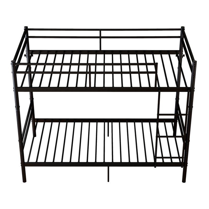 Twin Over Twin Metal Bunk Bed, Heavy Duty Bunk Bed for Kids, Teens & Adults, Convertible into 2 Twin Beds, 11.42" High Guardrails, Built-In Ladder, Under-Bed Storage, Easy Assembly