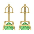 thumbnail image 4 of 4 ct Screw-Back Stud Earrings for Women | 7.0mm Princess Cut Simulated Green Diamond | 18K Yellow Gold, 4 of 5